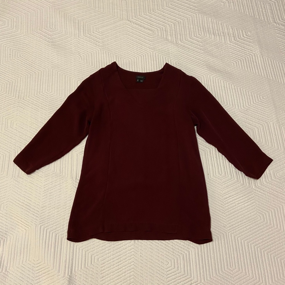 Theory silk maroon blouse
